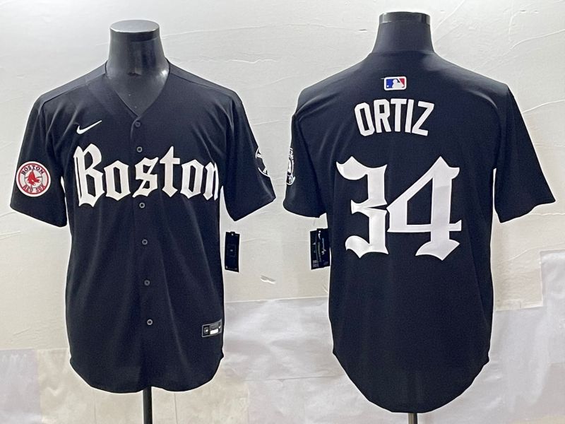 Men 2025 Boston Red Sox #34 Ortiz Black Five generations Joint Name Nike MLB Jersey style 20->boston red sox->MLB Jersey